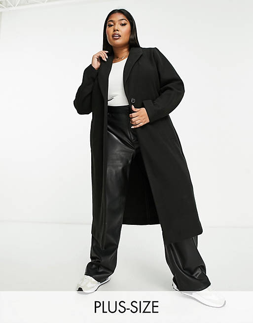 Simply Be – Jednorzędowy elegancki płaszcz w czarnym kolorze
