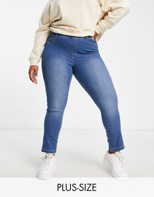 Simply Be jeggings in mid blue