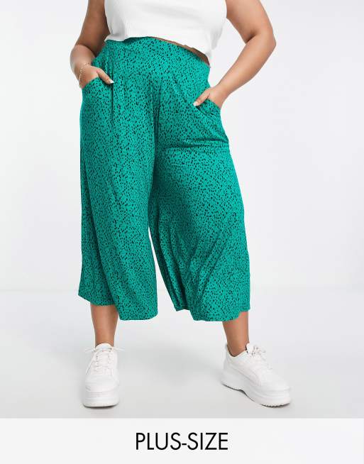 Simply Be jersey cullottes in mono dash print