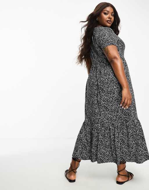 Simply Be jersey maxi dress in black floral