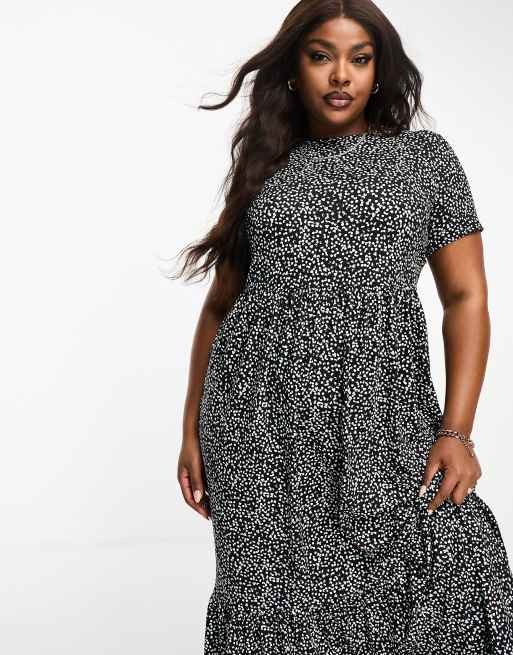 Black and white polka best sale dot maxi dress plus size