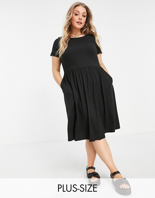 Simply Be jersey smock dress in black