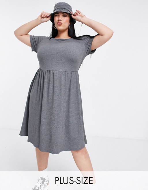 Simply Be jersey smock dress in grey marl