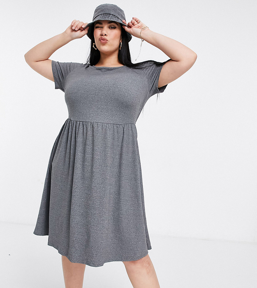 Simply Be jersey smock dress in grey marl