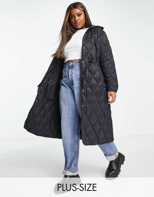 Simply Be - Justerbar og vatteret longline-frakke i sort