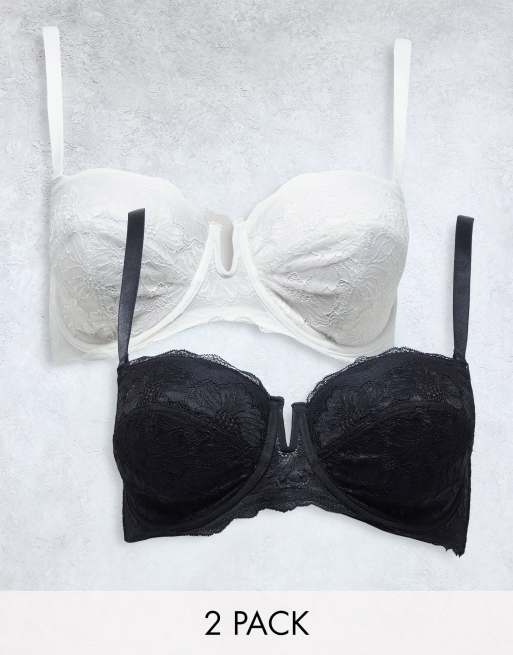 2PK Katie Black/White Lace Full Cup Bras