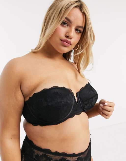 Simply Be katie - Set van 2 kanten beha's in zwart-wit, 3 van 4
