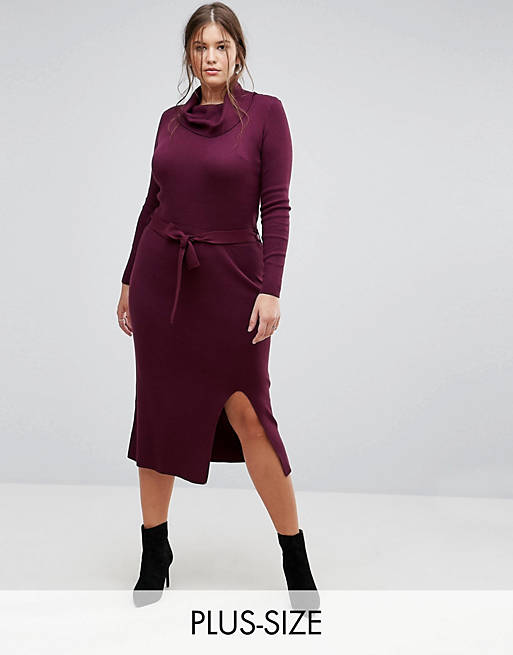 Simply Be Knitted Dress With Tie Waist