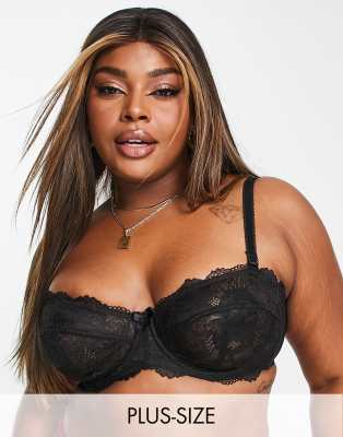 We Are We Wear Fuller Bust geo lace non padded balconette bra in