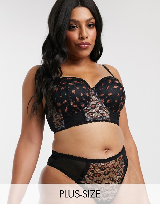 Simply Be lace padded multiway bra in black animal