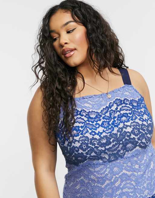 Simply Be lace slip dress in blue ASOS