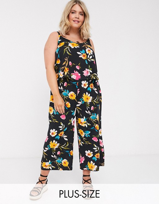 Simply Be layered jumpsuit in floral print