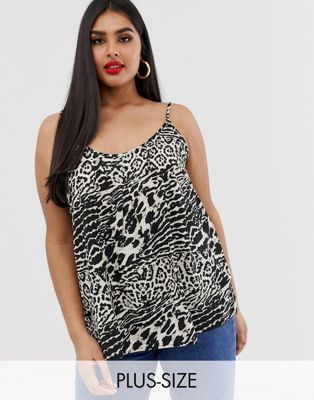 Simply Be – Leopardmönstrat linne med smala axelband-Flerfärgad