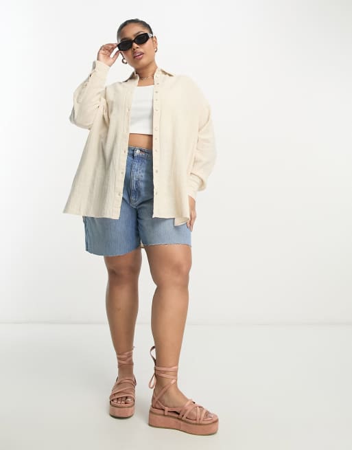 Simply Be linen shirt in stone