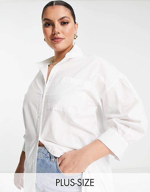 Women Shirts & Blouses/Simply Be longline shirt in white 
