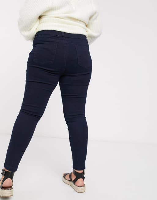 Simply Be Lucy high waist skinny jeans in dark blue, 2 of 4