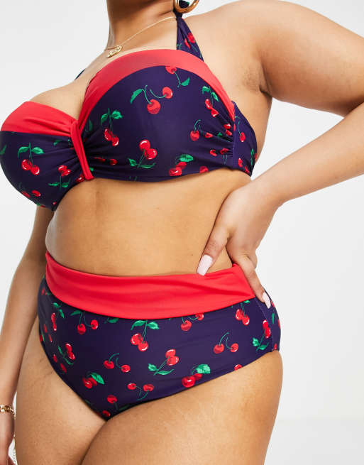 Simply Be magisculpt bikini bottom in cherry print