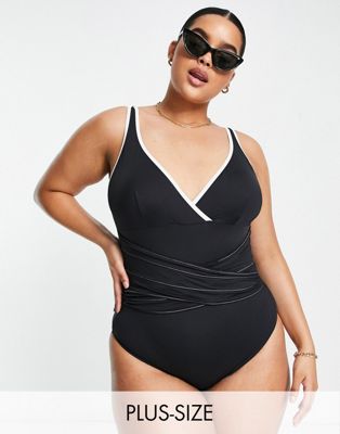Simply Be Magisculpt Twist Front Swimsuit In Black