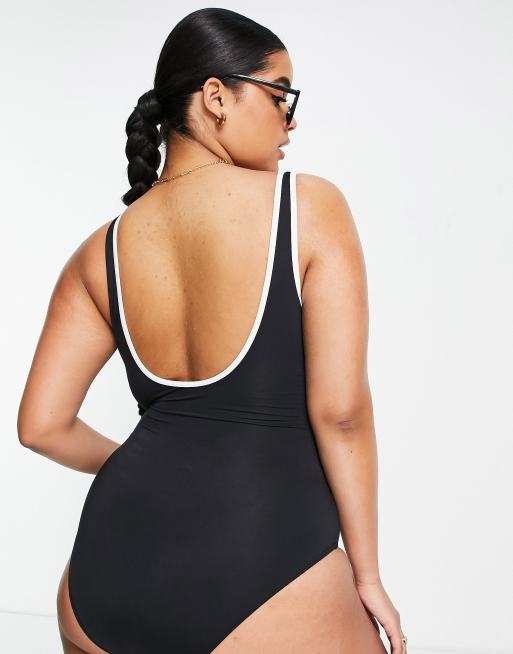 Simply Be magisculpt twist front swimsuit in black