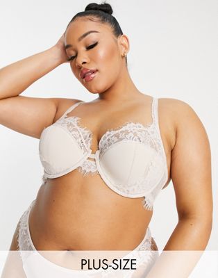 Simply Be mesh and lace bra in light pink