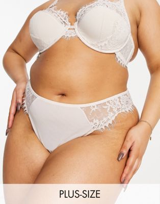 Simply Be mesh and lace brief in light pink