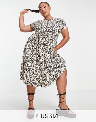 Simply Be midi dress with pockets in animal print