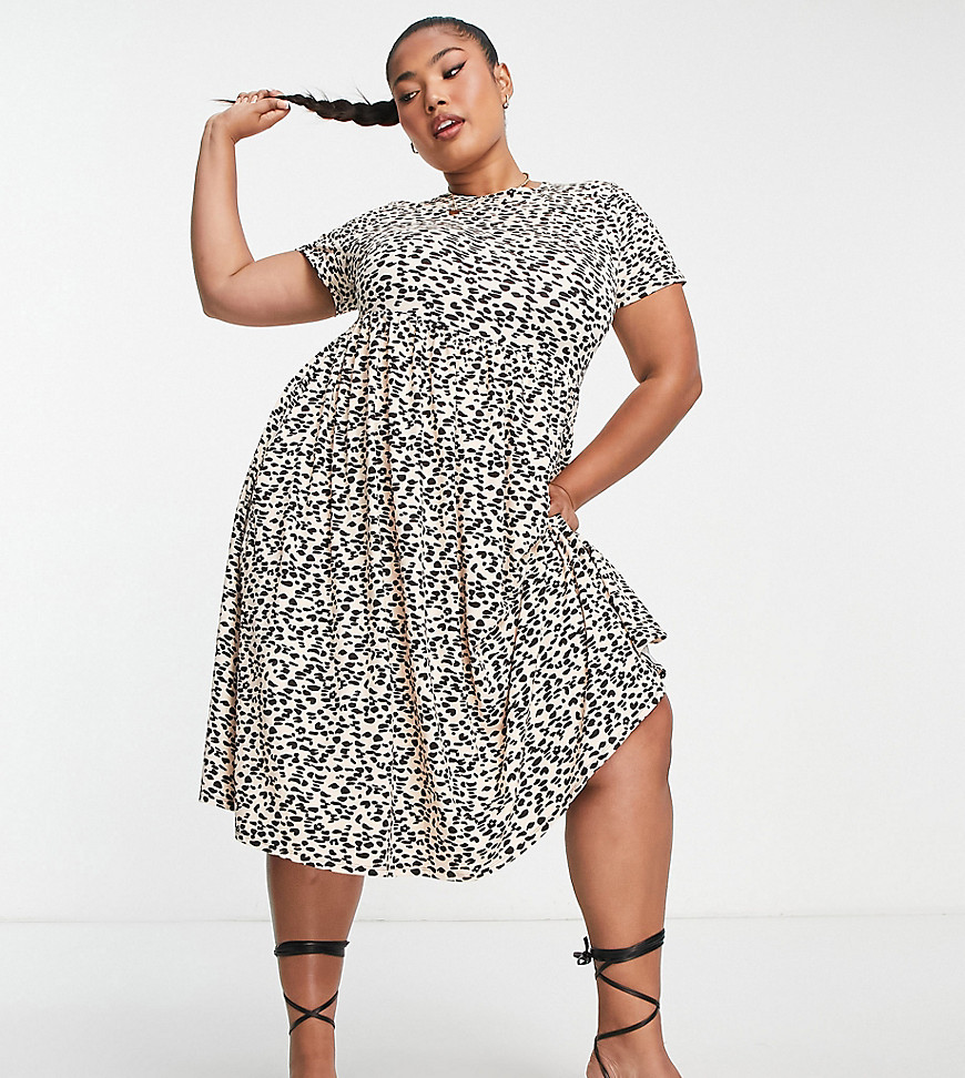 Simply Be midi dress with pockets in animal print-Multi