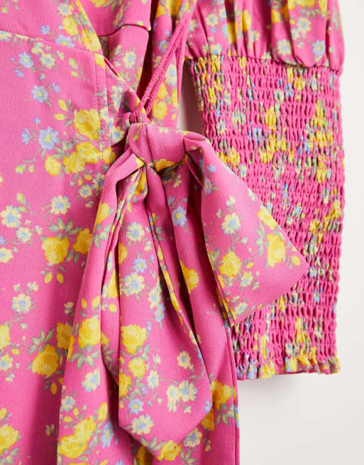 Simply Be - Midi jurk met overslag in roze bloemenprint, 2 van 4