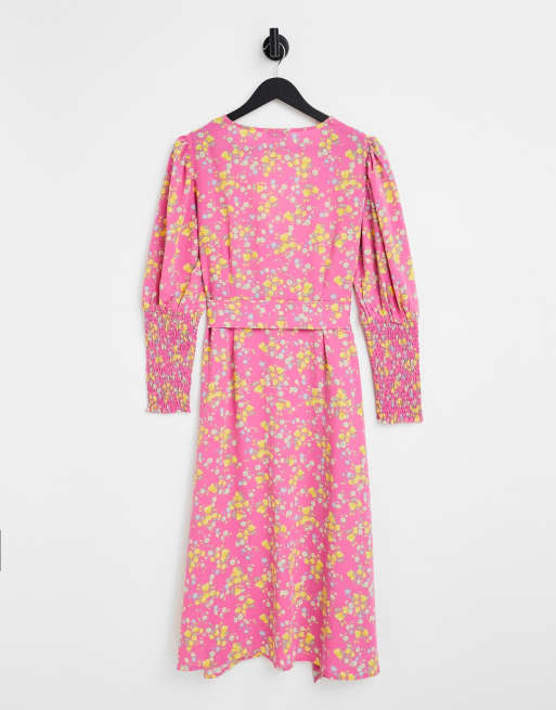 Simply Be - Midi jurk met overslag in roze bloemenprint, 4 van 4