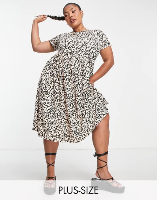 Simply Be - Midi-jurk met zakken en dierenprint
