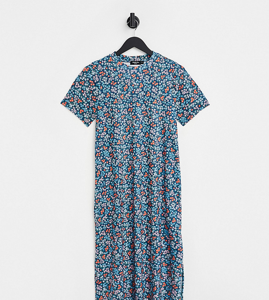 Simply Be midi t-shirt dress in blue floral