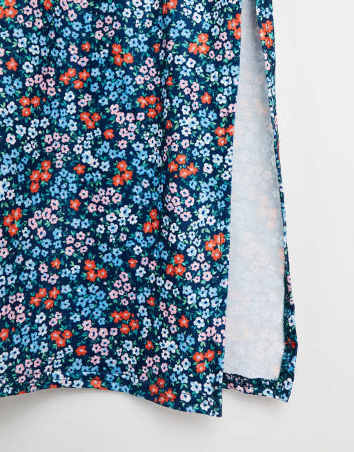 Simply Be midi t-shirt dress in blue floral, 2 of 4