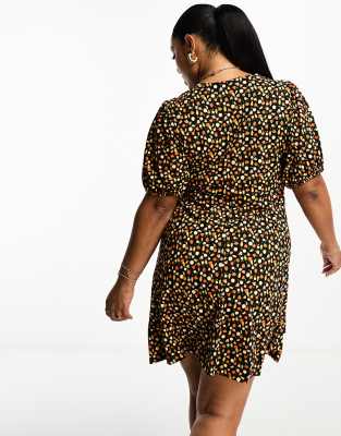 Simply Be mini tea dress in black print ASOS