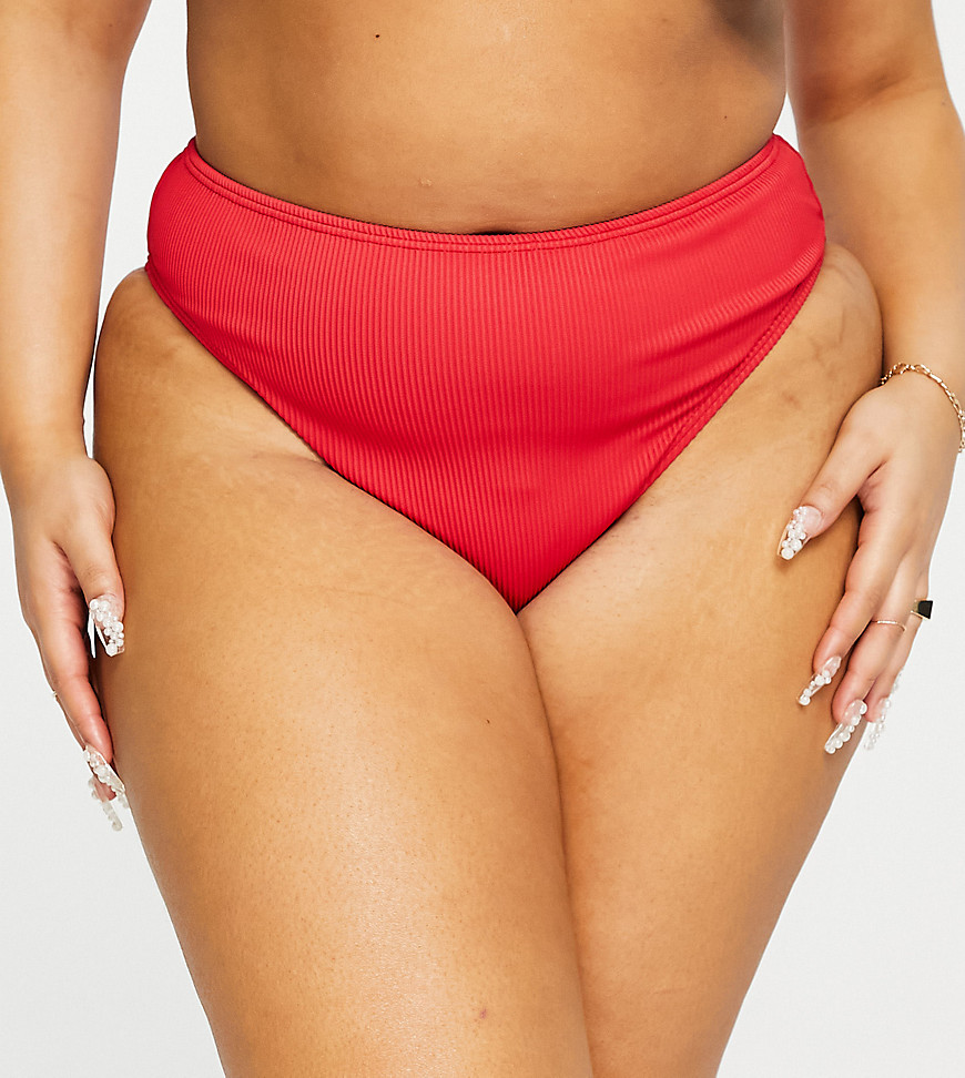 Simply Be mix and match textured bikini brief in red