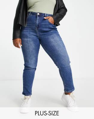 Simply Be mom jeans in vintage blue wash - ASOS Price Checker