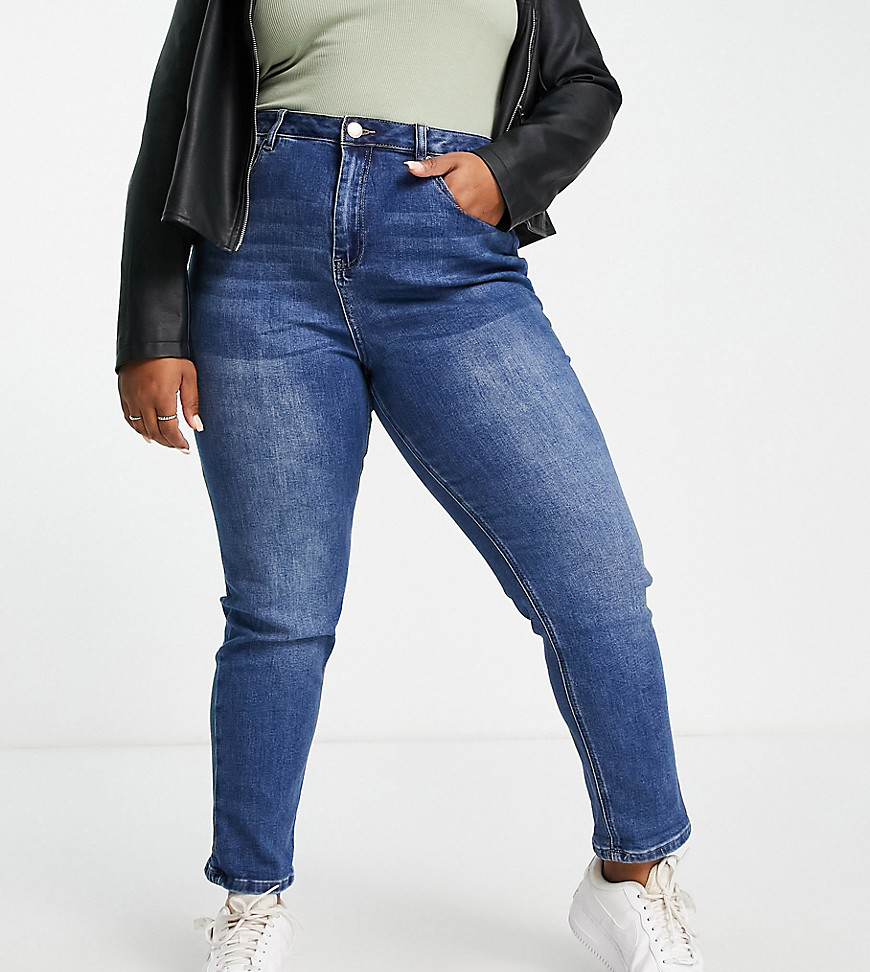 Simply Be Mom Jeans In Vintage Blue-blues