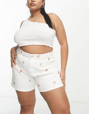 Simply Be Simply Be mom shorts in white floral print