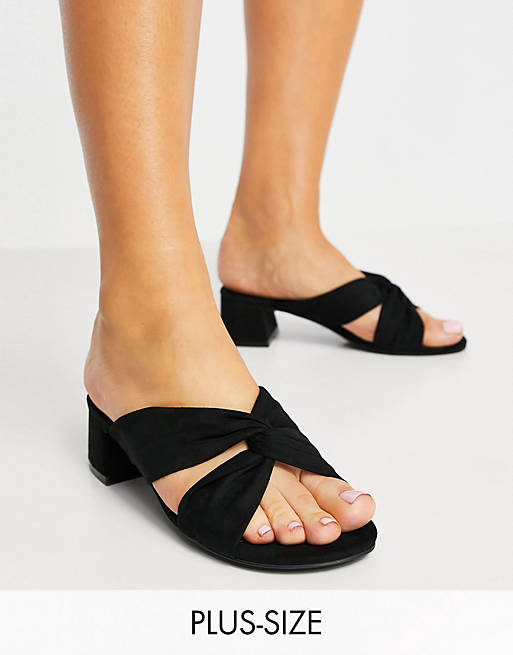 Simply Be Wide Fit mule with twist front detail in black