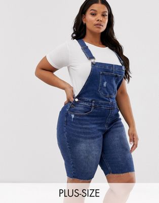 plus size jean overall shorts
