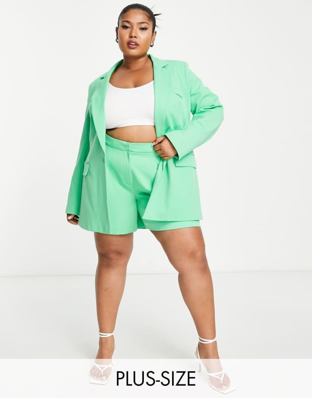 Simply Be oversized blazer in green