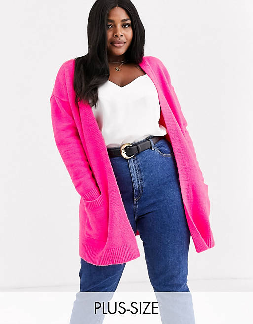 Simply Be oversized cardigan in neon pink