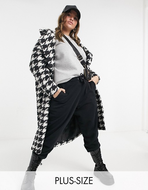 Simply Be oversized coat in houndstooth