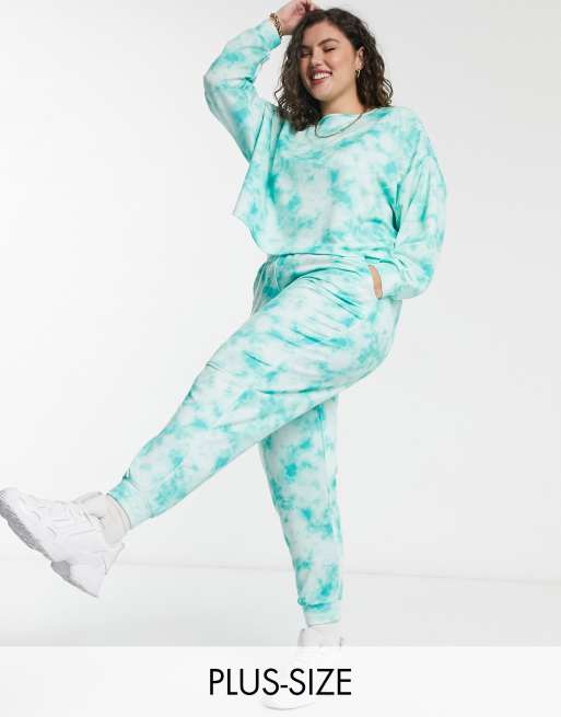 Plus Size Tie Dye Print Sweatshirt and Jogger Set