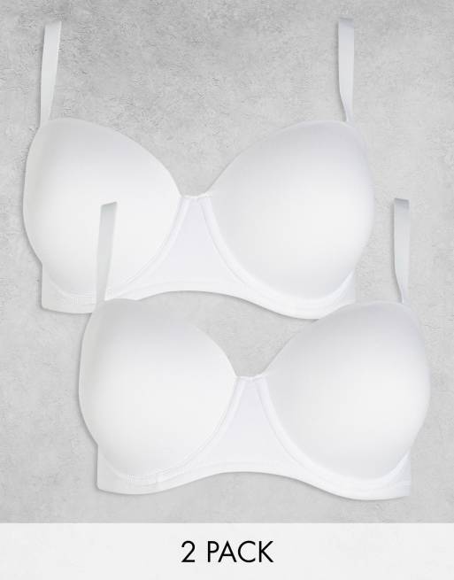Simply Be -Pakke med 2 hvide multifunktionelle BH'er