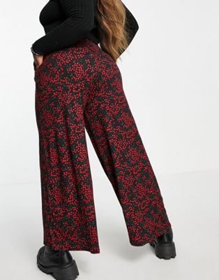 Pantalons larges Simply Be - Pantalon large à petites fleurs - Noir