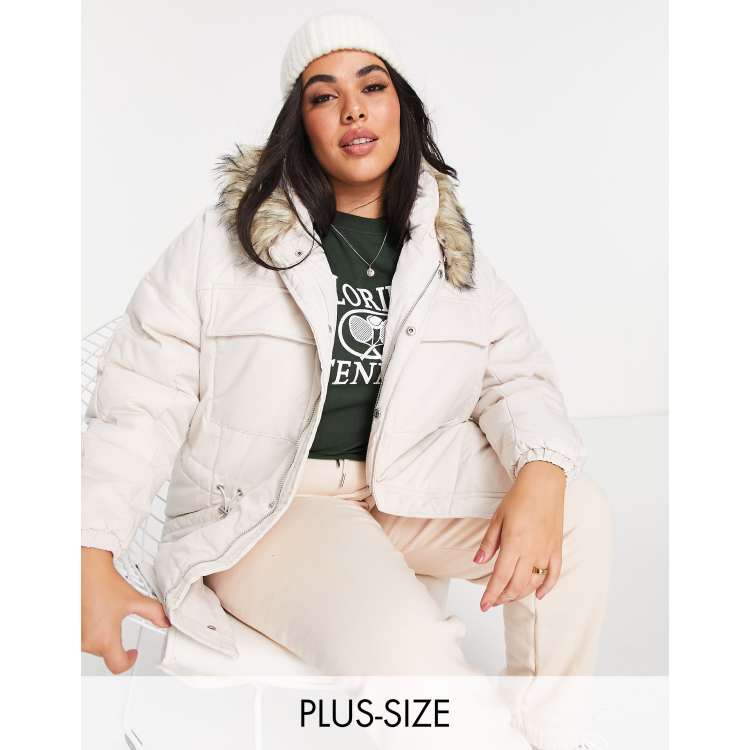 Simply Be parka coat in stone