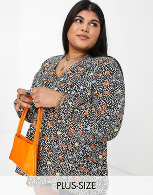 Simply Be peplum blouse in mixed print