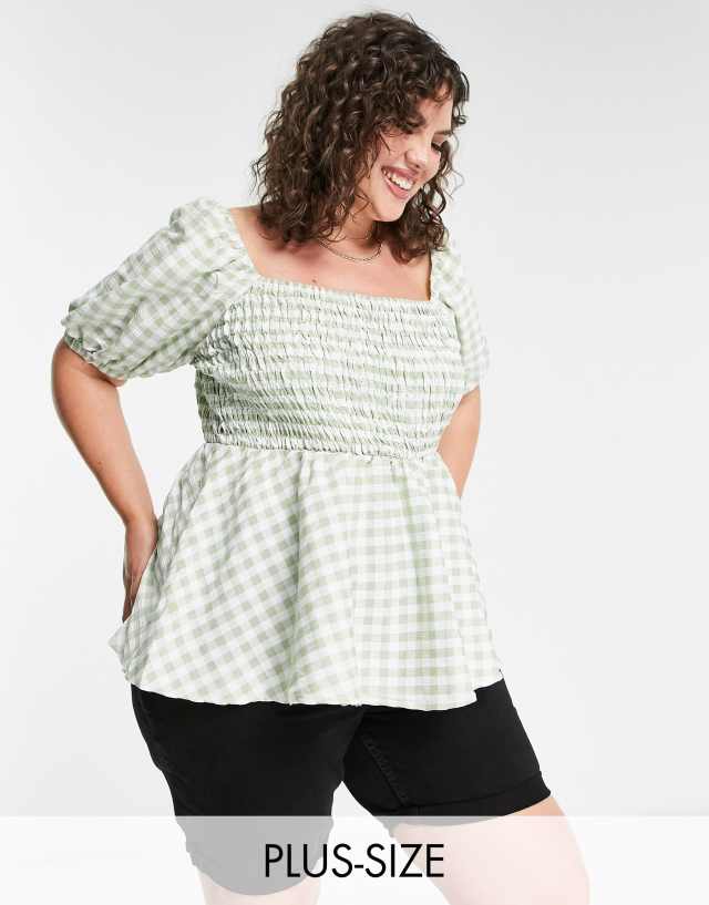 Simply Be peplum top in gingham