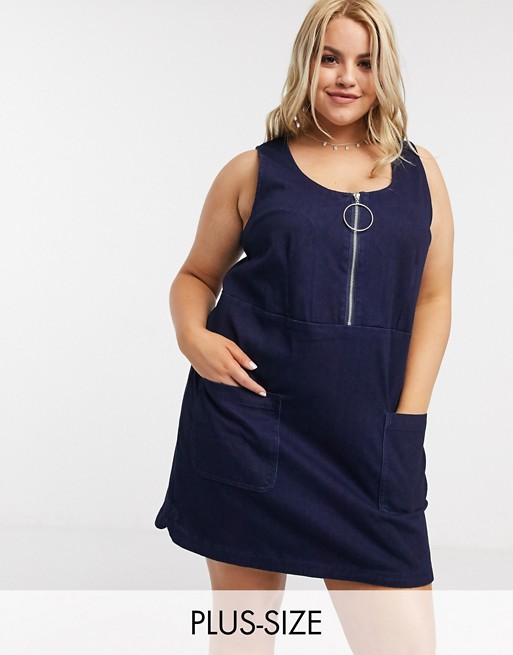 Simply Be pinafore dress with ring zip detail