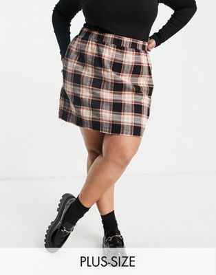 Simply Be mini skirt in beige check
